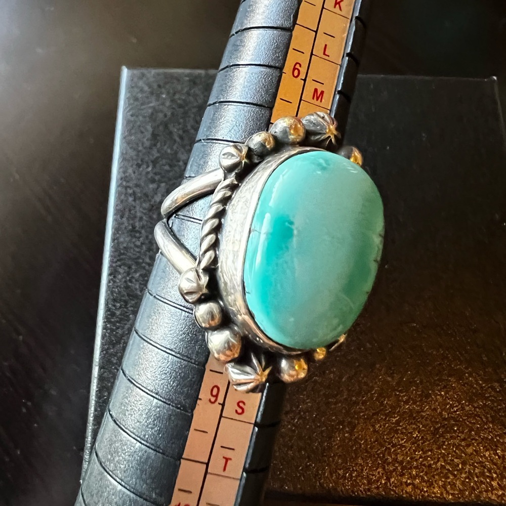 Turquoise ring sterling silver size 7 3/4